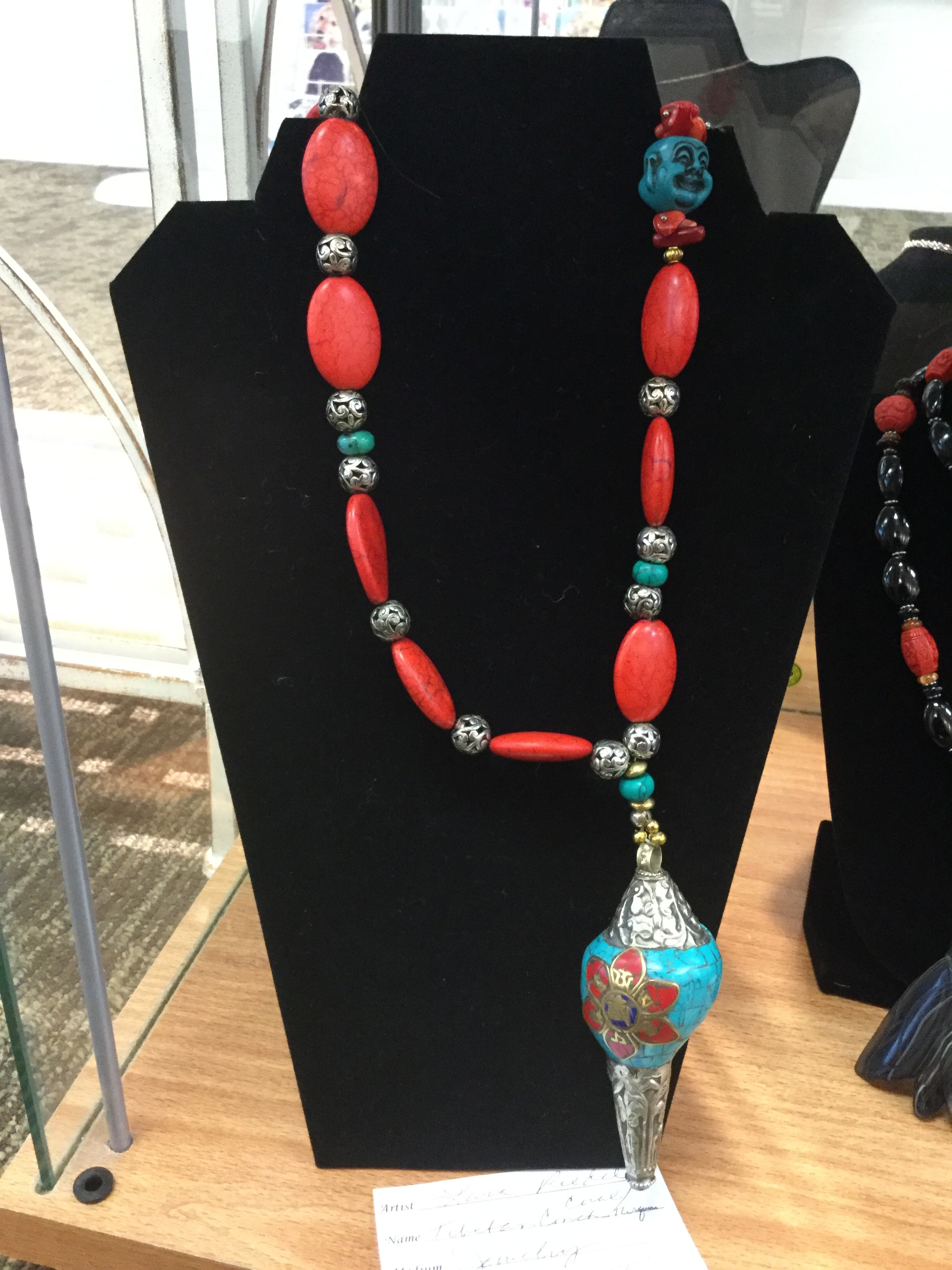 Tibetan Conch - Coral and Turquoise